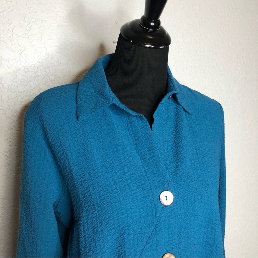 Soft Surroundings Marianna peacock teal blue button down tunic top Small NWT - Picture 2 of 13